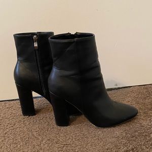 Black leather heel booty